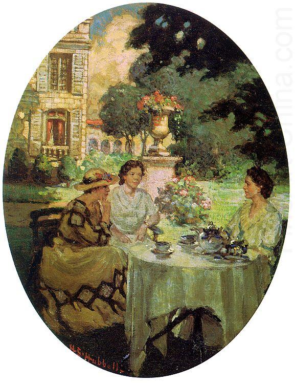 Henry Salem Hubble Tea in the Garden at the Chateau de Rozieres oil painting picture